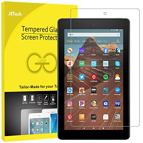 JETech Screen Protector for Amazon Fire HD 10 Tablet 10.1″ (7th / 9th Generation, 2017/2019 Release) and Fire HD 10 Kids Edition, Tempered Glass Film