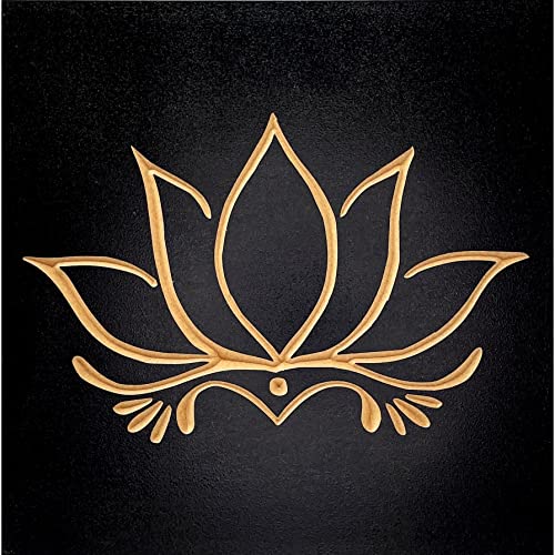 Lotus Flower Decor for Pooja Room – 12 x 12 inch – Wooden Zen Wall Decoration, Indian Meditation Room Decor, Flower Wall Decor for Bedroom or Any Room – True Stock Studios