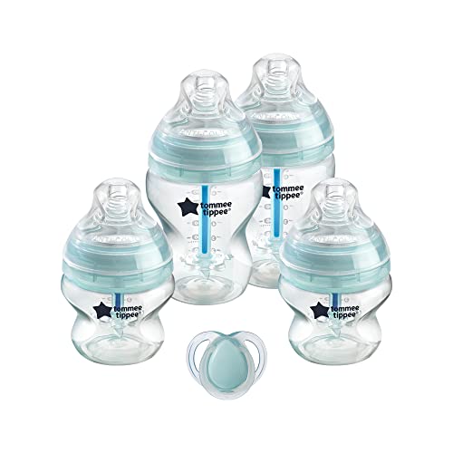 Tommee Tippee Advanced Anti-Colic Newborn Baby Bottle Feeding Set, Heat Sensing Technology, Breast-Like Nipple, BPA-Free