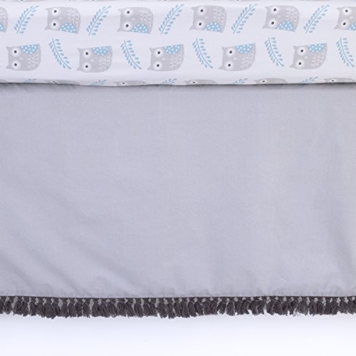 NoJo Solid Crib Skirt/Dust Ruffle with Fringe and 18″ Drop, Grey