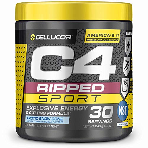 C4 Ripped Sport Pre Workout Powder Arctic Snow Cone – NSF Certified for Sport + Sugar Free Preworkout Energy Supplement for Men & Women – 135mg Caffeine + Weight Loss – 30 Servings