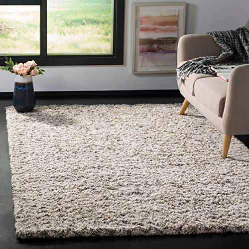 SAFAVIEH Hudson Shag Collection 8′ x 10′ Ivory/Grey SGH330A Chevron Non-Shedding Living Room Bedroom Dining Room Entryway Plush 2-inch Thick Area Rug