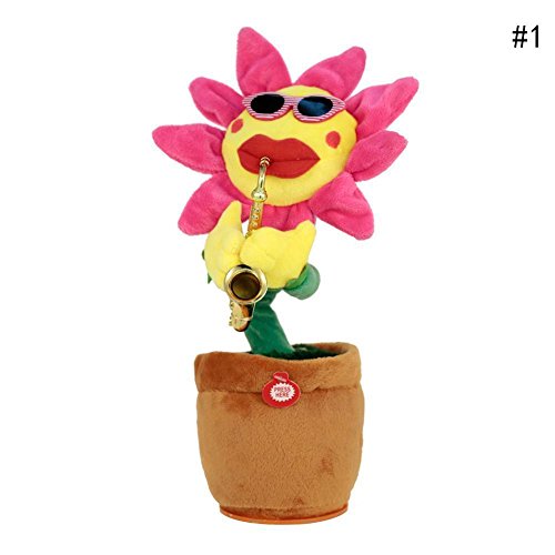 SKSTECH Musical Sing and Dancing Sunflower Soft Plush Funny Creative Saxophone Singing Toy (Pink)(Check Seller Name)