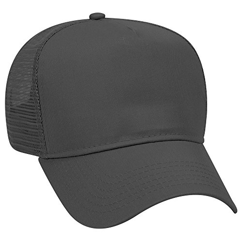 OTTO Cotton Blend Twill 5 Panel Pro Style Mesh Back Trucker Hat – Black