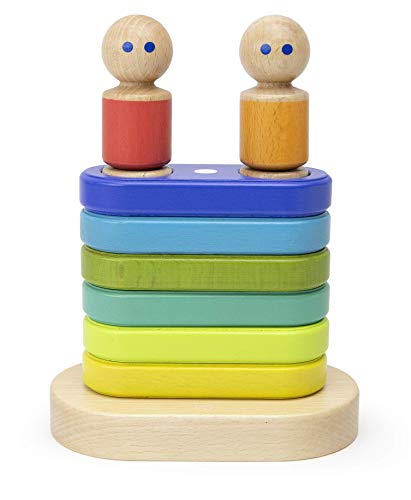 11 Piece Tegu Magnetic Floating Stacker Building Block Set, Rainbow
