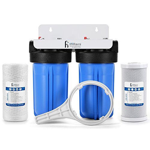 Whole House Filtration System Complete Dual Stage Commercial Grade Sediment Chlorine Taste Odor VOC’s, 1″ Ports