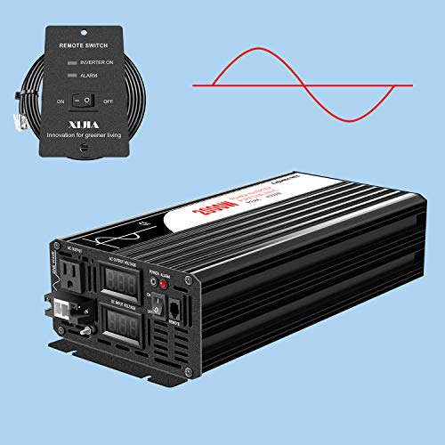 Xijia Pure sine Wave Inverter 2000W 48 Volt dc to 120 Volt ac Inverter (Peak Power 4000W) rv Converter 60HZ with Soft Start for car &Camping (DC48V (Range 40V-60V) 2000W)