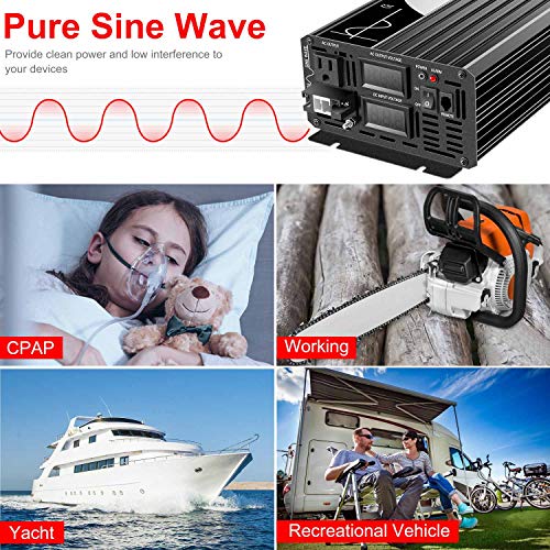 Xijia Pure sine Wave Inverter 2000W 48 Volt dc to 120 Volt ac Inverter (Peak Power 4000W) rv Converter 60HZ with Soft Start for car &Camping (DC48V (Range 40V-60V) 2000W) | The Storepaperoomates Retail Market - Fast Affordable Shopping