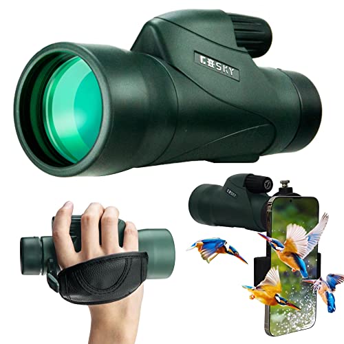 Gosky Piper Monocular Telescope, 12×55 HD Monocular for Adult with BAK4 Prism & FMC Lens, Lightweight Monocular with Smartphone Adapter Suitable for Bird Watching Hunting Wildlife Hiking Traveling