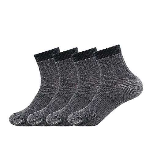 Caudblor Men’s Merino Wool Hiking Socks-Thermal Warm Crew Winter Ankle Socks for Trekking,Multi Performance,Outdoor Skiing,4 Pack