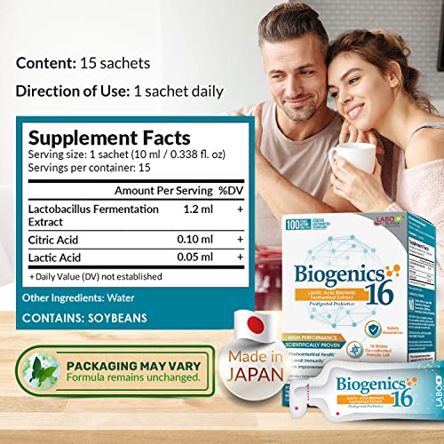 LABO Nutrition Biogenics 16–Lactic Acid Bacteria Fermented Extract, 1000x More Effective, Gut Health Support Beyond Probiotics & Prebiotics, Improve Intestinal Skin and Immune Health, 10mlx15 sachets | The Storepaperoomates Retail Market - Fast Affordable Shopping