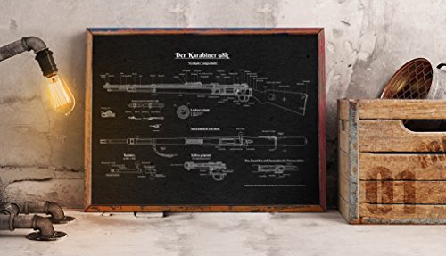 UpCrafts Studio Design Mauser K98 Rifle Black Color Patent Print Wall Art Decor – Size 11.7×16.5-2 Weltkrieg, Der Zweite Weltkrieg
