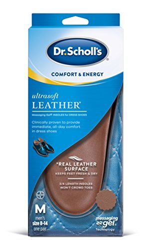 Dr. Scholl’s Ultrasoft Leather Insoles for Dress Shoes (Men’s 8-14) // All-Day Comfort with Massaging Gel plus a Real Leather Surface