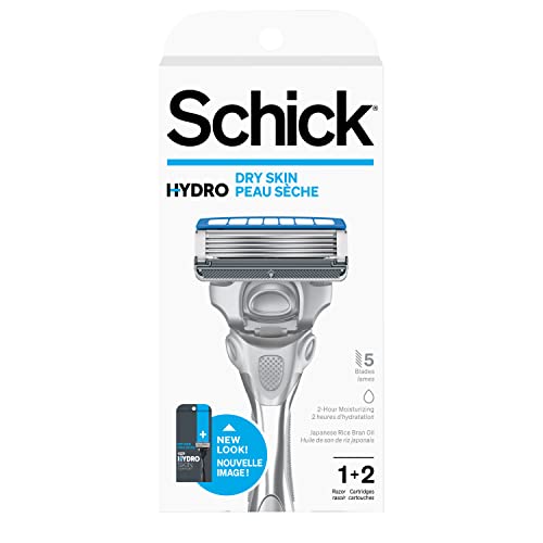 Schick Hydro 5 Sense Hydrate Razor with Shock Absorb Technology for Men, 1 Handle with 2 Refills,1 Count