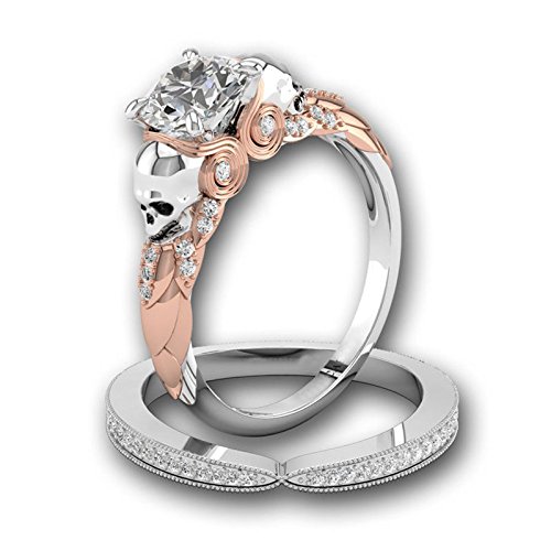 paweena Fashion 925 Silver White Sapphire Gem Wedding Gifts Skull Ring Set Women Jewelry (9)