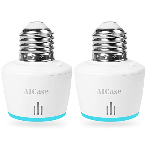 Smart Wifi E27/E26 Light Socket, AICase [2 Pack]Intelligent Wlan Home Remote control Light Lamp Bulb Holder Compatible with Alexa and Google Home-White