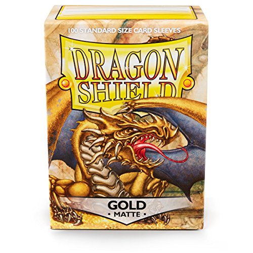 Arcane Tinman Dragon Shield Standard Size Sleeves – Matte Gold 100CT – Card Sleeves are Smooth & Tough – Compatible with Pokemon, Yugioh, & Magic The Gathering Card Sleeves – MTG, TCG, OCG