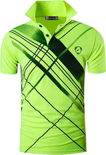 jeansian Men’s Sport Quick Dry Short Sleeves Polo Tee T-Shirt LSL226 GreenYellow XL