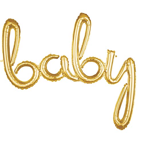 Baby 3D Script Foil Balloon- 39” | Gold | 1 Pc.