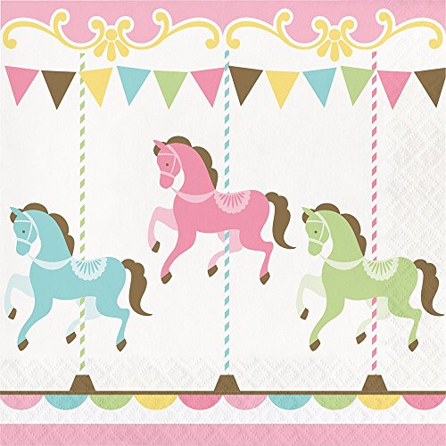Creative Converting Carousel Luncheon Napkins Party Supplies, 6.5″, Multicolor