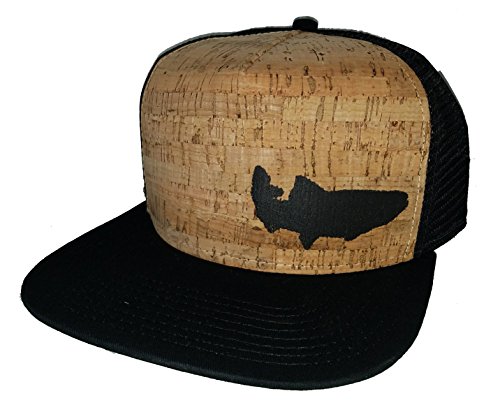 THATSRAD Trout Fly Fishing Cork Snapback Mesh Trucker Hat Cap Flat Brim Fisherman Black