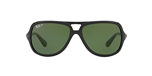 Ray-Ban RB4162 Aviator Sunglasses, Black/Polarized Green, 59 mm