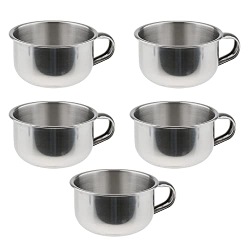 Baoblaze Bulk Lot of 5 Pieces Mens Beard Shaving Bowl Mugs Cup – Stainless steel material, rust-proof and durable