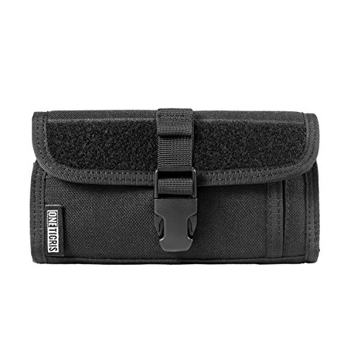 OneTigris Horizontal Zipper Phone Holster for 2.25″ Belt with MOLLE Strap and Quick Release UTX-Duraflex Buckle for 4.7 inch 5.5 inch 6.1 inch Phone (Armor Zero – Black)