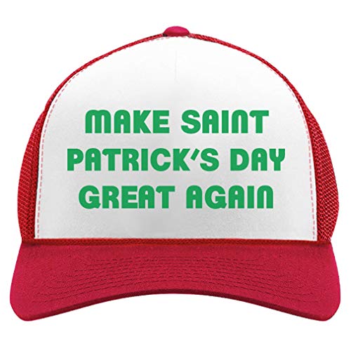 Tstars Make St. Patrick’s Day Great Again Trump Trucker Hat Mesh Cap One Size red/White