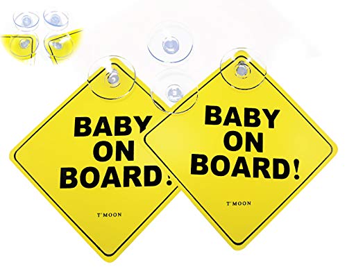 Kapel Baby on Board Sign with 4 Big Suction Cups. Thicker, Heat Resistant, Perfect in All Weathers