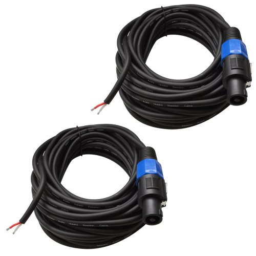 Seismic Audio – SPRW35 (2 Pack)- 35 Foot Raw Wire to Speakon Speaker Cable – 16 Guage – PA/DJ/Home Audio