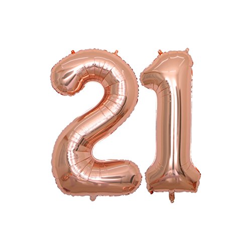 BALONAR 40 inch Jumbo 21 Rose Gold Foil Balloons for 21st Birthday Party Supplies,Anniversary Events Decorations and Graduation Decorations