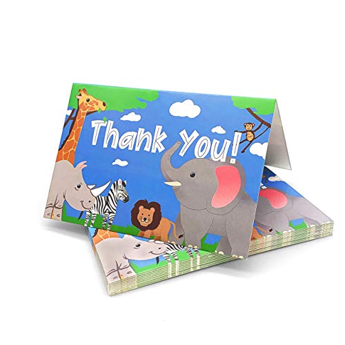 Tytroy (48 Pack) Baby Shower Thank You Jungle Zoo Safari Boy or Girl Cards