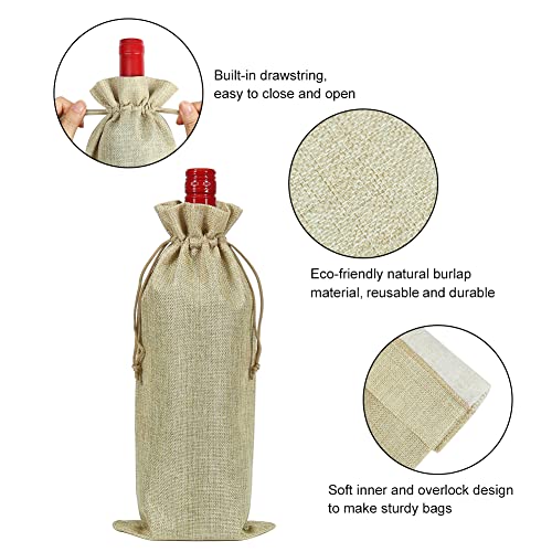 Shintop 10pcs Jute Wine Bags, 14 x 6 1/4 inches Hessian Wine Bottle Gift Bags with Drawstring (Brown) | The Storepaperoomates Retail Market - Fast Affordable Shopping