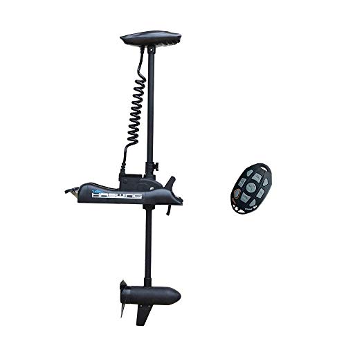 AQUOS Haswing Black 12V 55LBS 54inch Electric Bow Mount Trolling Motor with Remote Control for Inflatable Boat Kayak Bass Boat Aluminum Boat Fishing, Freshwater and Saltwater Use