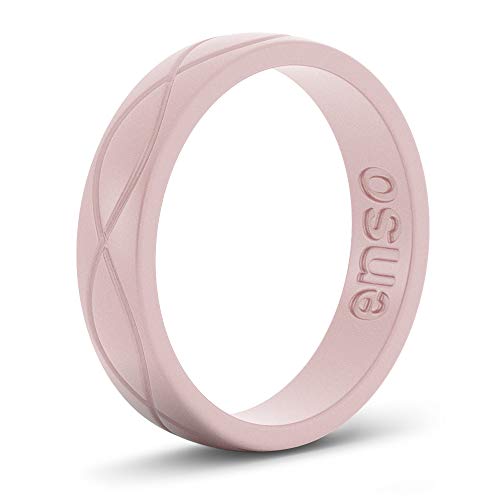 Enso Rings Women’s Infinity Silicone Wedding Ring – Hypoallergenic Wedding Band for Ladies – Comfortable Band for Active Lifestyle – 4.5mm Wide, 1.5mm Thick (Pind Sand, 4)