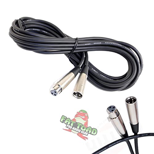 XLR Microphone Cable by FAT TOAD | 20ft Professional Pro Audio Mic Cord Extension Patch with Male to Female Lo-Z Connector | 20 AWG Wire & Balanced for Recording Studio Mixer & Live Sound Stage Gear