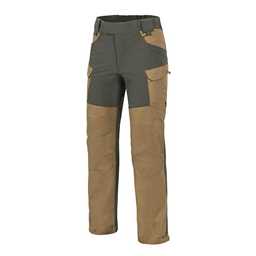 Helikon-Tex HOP Hybrid Outback Tactical Pants – Ripstop Mens Cargo Pants – DuraCanvas VersaStretch – Outdoors, Hiking, Law Enforcement, Work Pants, Coyote Brown/Taiga Green Waist 32 Length 32