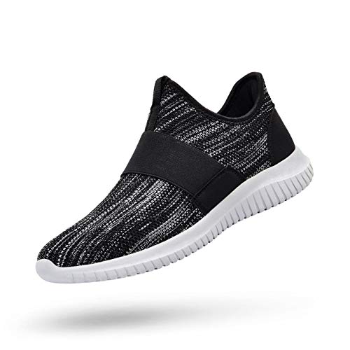 QANSI Mens Slip on Sneakers Lightweight Comfortable Athletic Sports Running Shoes Cycling Gym Tennis Shoes Gray/Black 9
