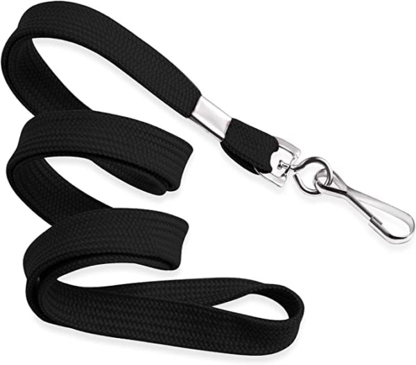 Mifflin-USA Flat Lanyards for ID Badges (Black, 36 Inch, 5 Pack), Comfortable Neck Straps