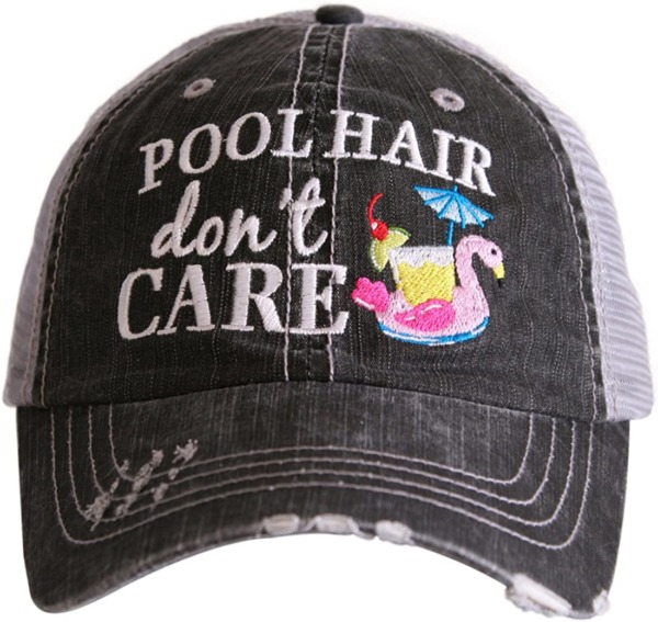 KATYDID Pool Hair Don’t Care Baseball Cap – Trucker Hat for Women – Stylish Cute Sun Hat