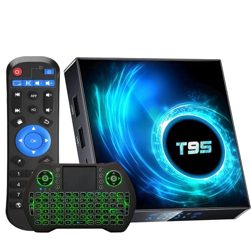 EASYTONE Android 10.0 TV Box,T95 Smart TV Box Android 4GB 32GB H616 Quad Core Chipest 6K TV Box 3D HDR10 2.4./5GHz Dual WiFi BT4.0 Android Box Media Player with Mini Wireless Keyboard