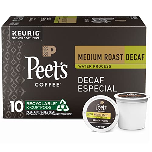 Peet’s Coffee K-Cup Single Serve Pack for Keurig Brewers, Decaffeinated Especial, 10 ct