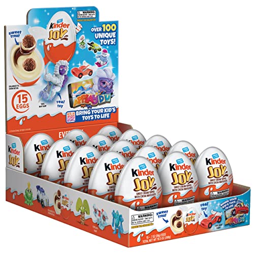 Kinder Joy Eggs, 15 Count, Treat Plus Toy, Great for Easter Egg Hunts, Cream and Chocolatey Wafers, Individually Wrapped, Bulk 1 Pack