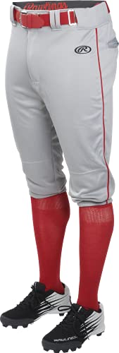 Rawlings Launch Series Knicker Baseball Pants | Youth Large | Grey/Red