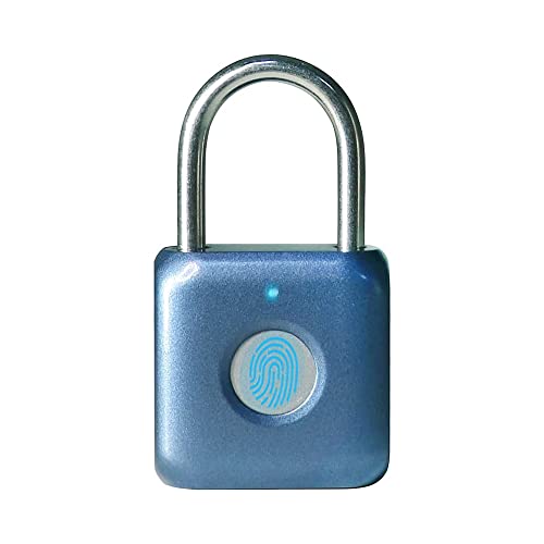 Fingerprint Padlock eLinkSmart Digital Padlock Locker Lock Metal Keyless Thumbprint Lock for Gym Locker, School Locker, Backpack, Suitcase, Luggage (Blue)