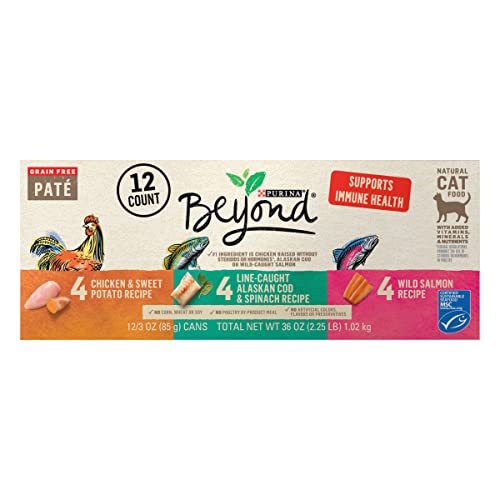Purina Beyond Grain Free Wet Cat Food Pate Variety Pack – (2 Packs of 12) 3 oz. Cans