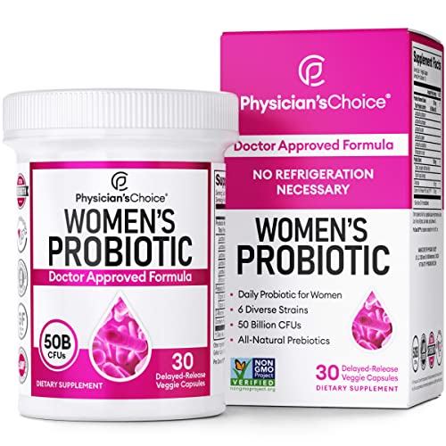 Physician’s Choice Probiotics for Women – 50 Billion CFU – 6 Diverse Strains For Women + Organic Prebiotics – Digestive, UT, & Feminine Health – Cranberry Extract & D-Mannose – Womens Probiotic – 30ct