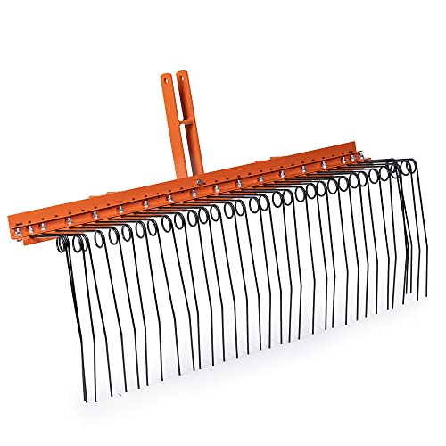 Titan Attachments 3 Point 5 FT Pine Straw Needle Rake, Category 1 Tractors, Coil Spring Tines, Drag-Behind Landscape Rake