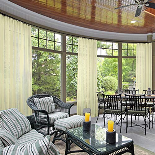 cololeaf Indoor Outdoor Sheer Curtain for Patio| Porch| Gazebo| Pergola | Cabana | Dock| Beach Home| Backyard| Country| Garden| Wedding – Pinch Pleat – Ivory 52″ W x 96″ L (1 Panel)